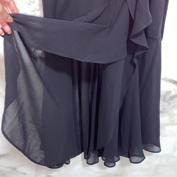 Gabby Skye Belted V-Back Ruffle Dress - Black - Picture 7 of 12